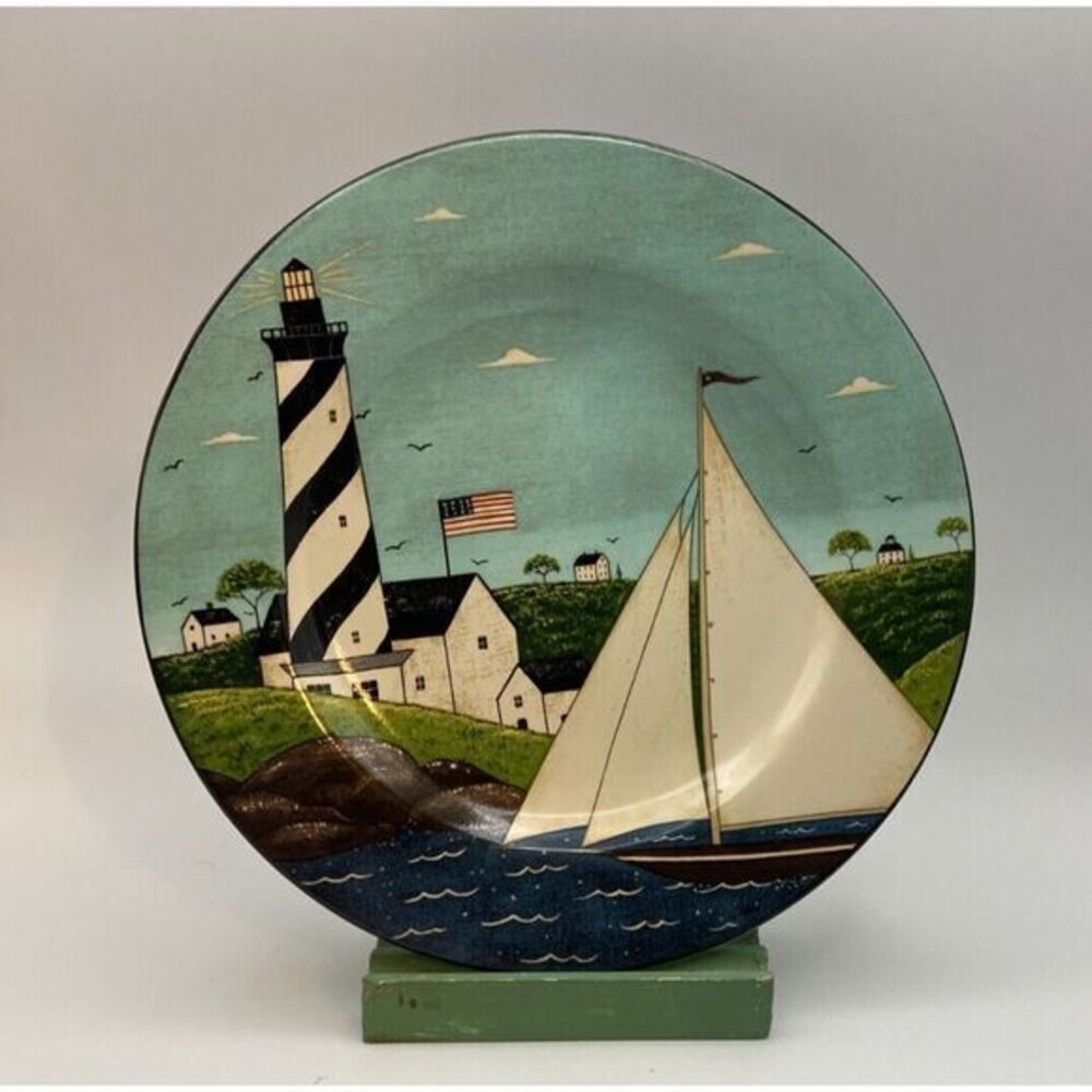 Sakura Coastal Breeze Salad Plate (s) Sailboat Lighthouse Flag Warren Kimble‎